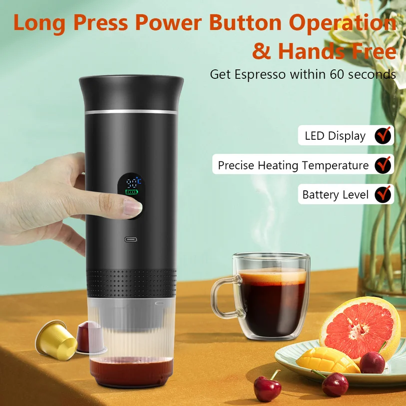 Cafetera portátil 3 en 1 Cafelffe, máquina de café expreso manual con agua fría/caliente para cápsulas y café molido, prensa manual para viajes y senderismo.