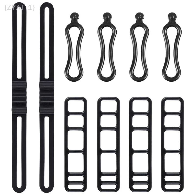 [O] 10 Pcs Universal Bike Silicone Mount Bands - Bicycle Headlight Taillight Fixing Straps Flexible Bike Accessories