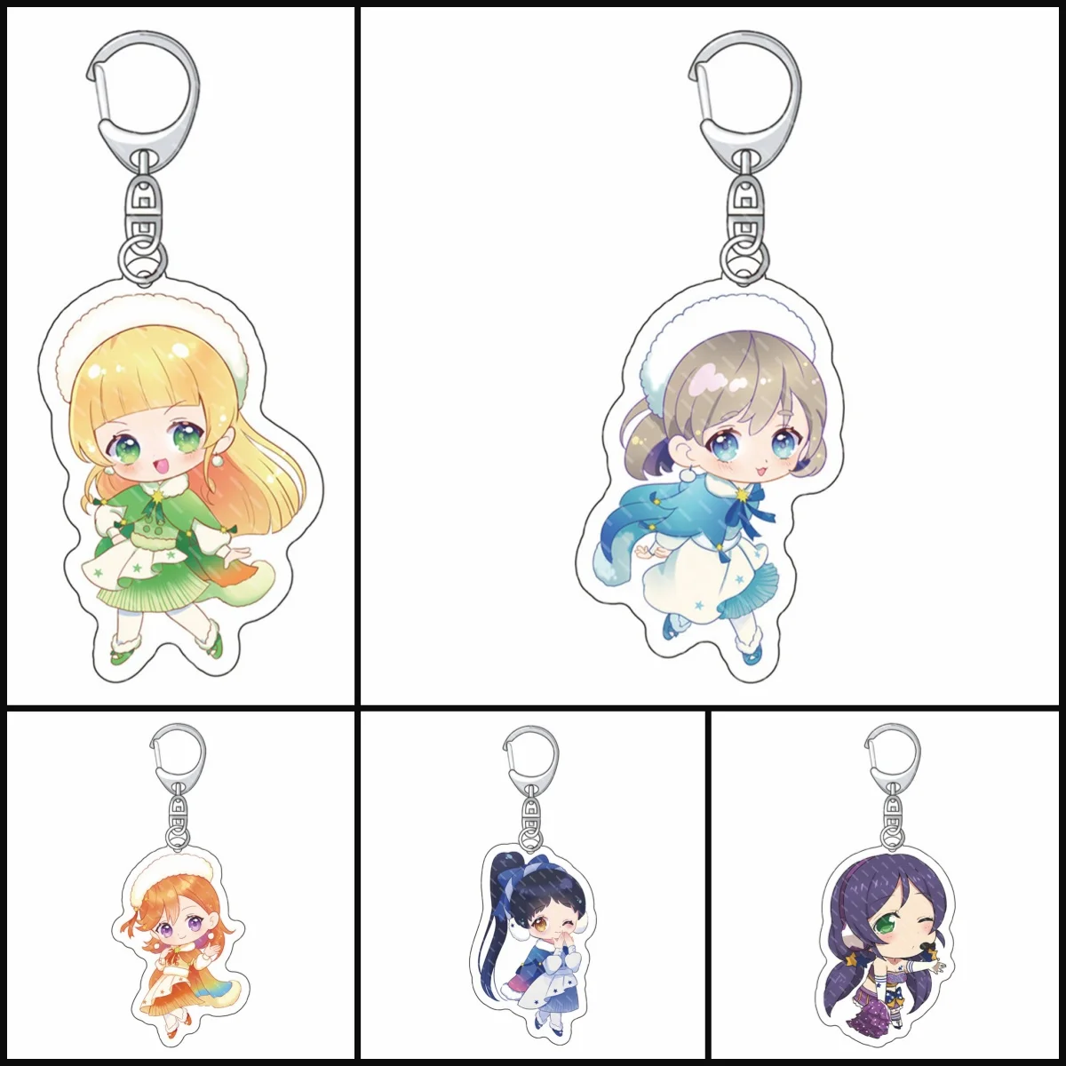 LoveLive! School Idol Project Hot Sale Anime Character Keychains Double-Sided Acrylic Keyrings Exquisite Pendant Decor Xmas Gift