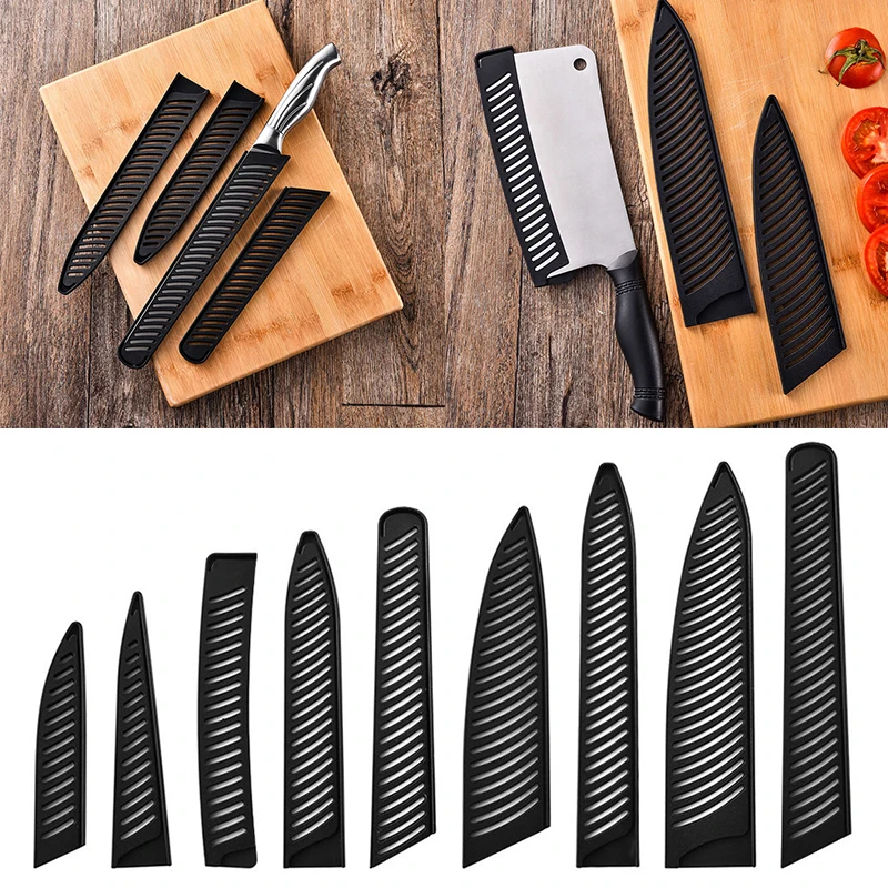 Kitchen Knife Sheath Black Plastic Knife Covers Knife Blade Protector Cover Edge Guards Case Kitchen Accessories Supplies