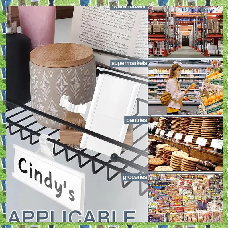 

FTS 150 Pieces Plastic Wire Shelf Label Holders, Reusable Price Label Holder With Locks, Label Display Holder Easy Install