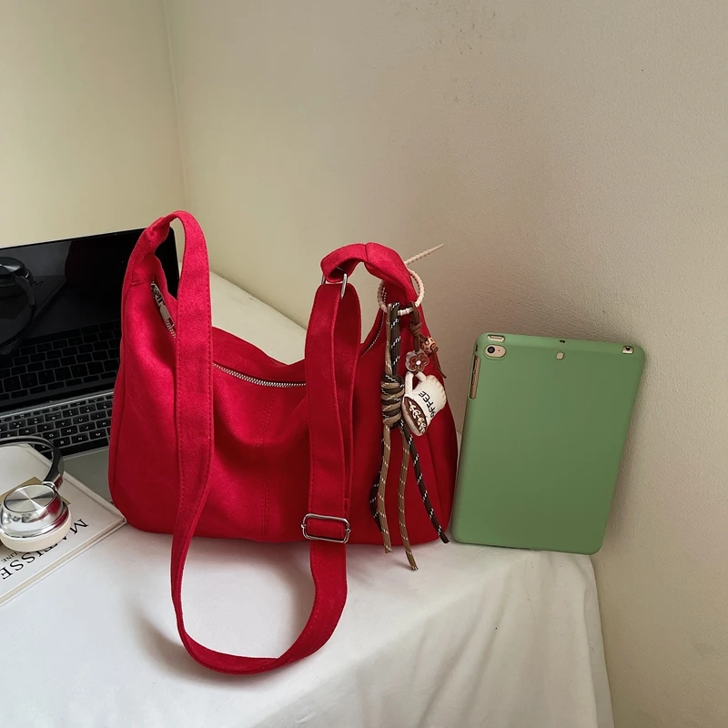 

Suede 2025 Large Capacity Commuting Handbags Solid Color High Quality Ladies Bags Hot Sale Versatile Casual Shoulder Bags