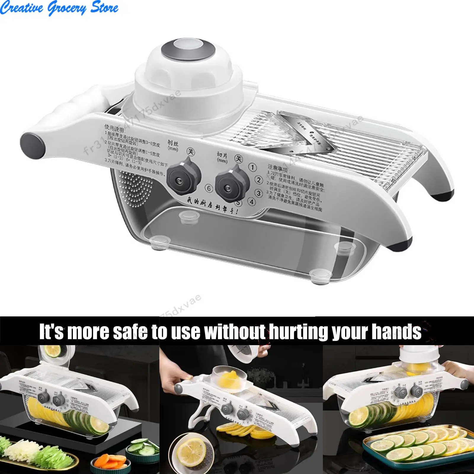 

Многофункциональная овощерезка для лимона, терка с корзиной, измельчитель фруктов и картофеля с V-образным лезвием, резак для моркови, кухонные аксессуары