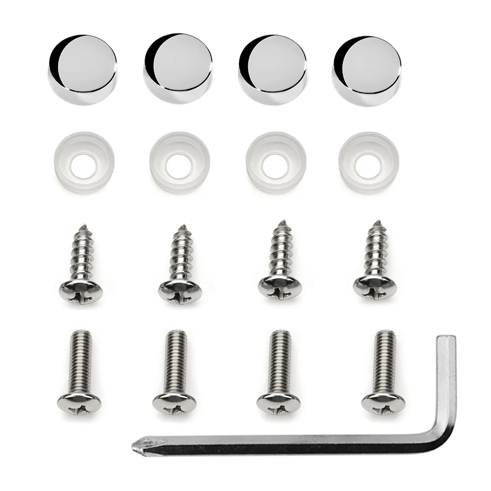 2pcs Stainless Steel Car License Plate Frame Cover Holder Accessoriesr Silver/ Black - Image 6