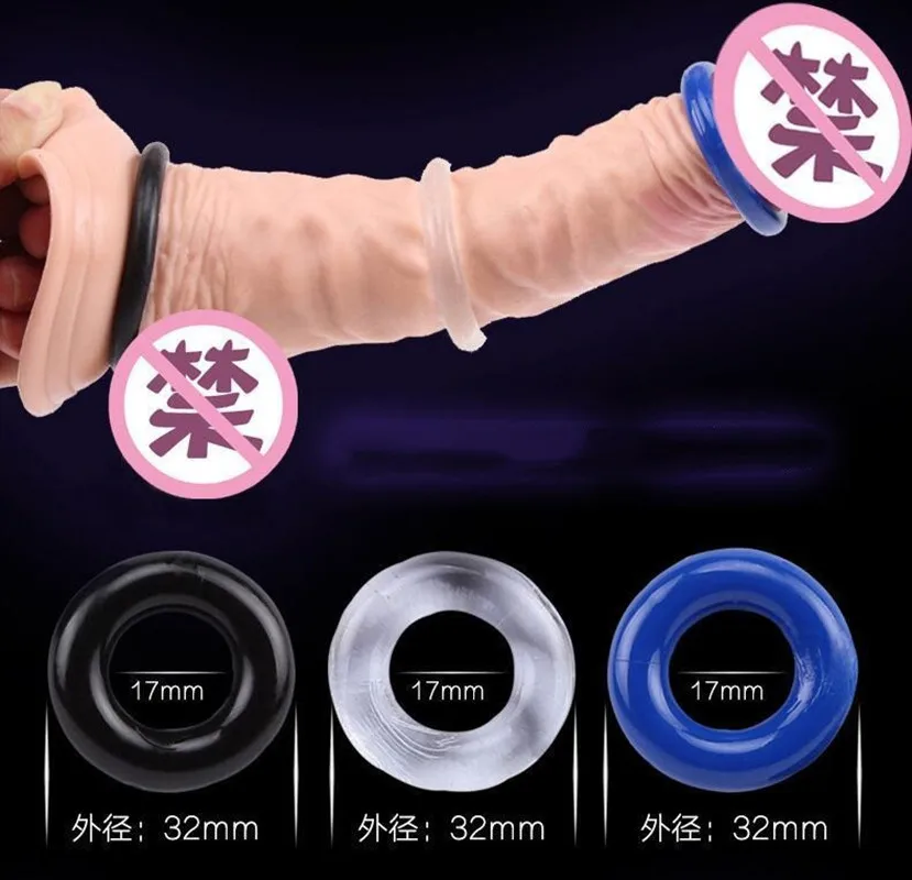 Male Blocking Tri Color Ring Box Sun Lock Sperm Ring Adult Sex Ring Transparent Penile Circumcision Ring Set