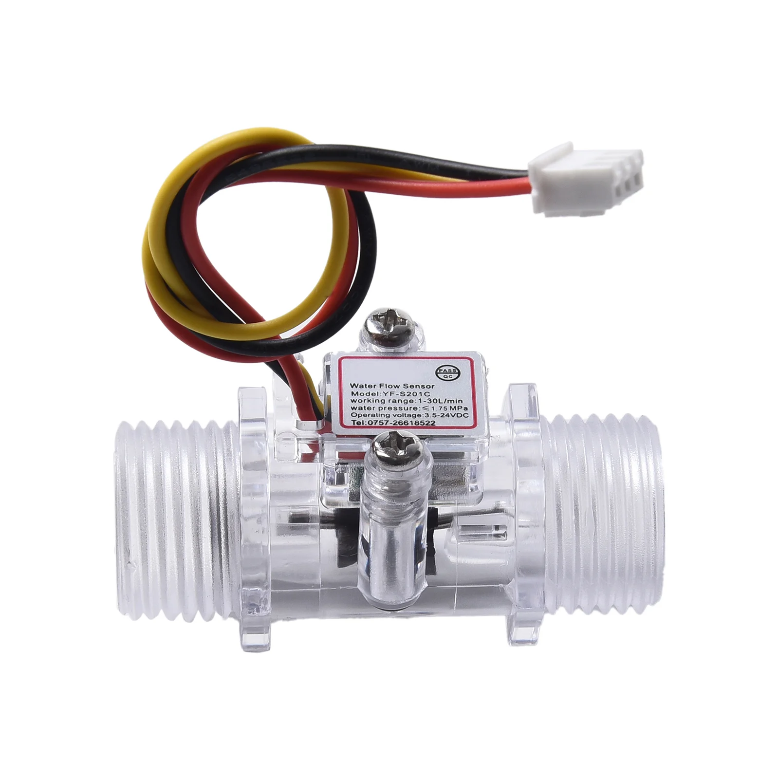 Water Flow Sensor Switch G1/2 Inch Tube Turbine Flowmeter Hall Effect Sensor Red IN Is Connected To The Positive Pole