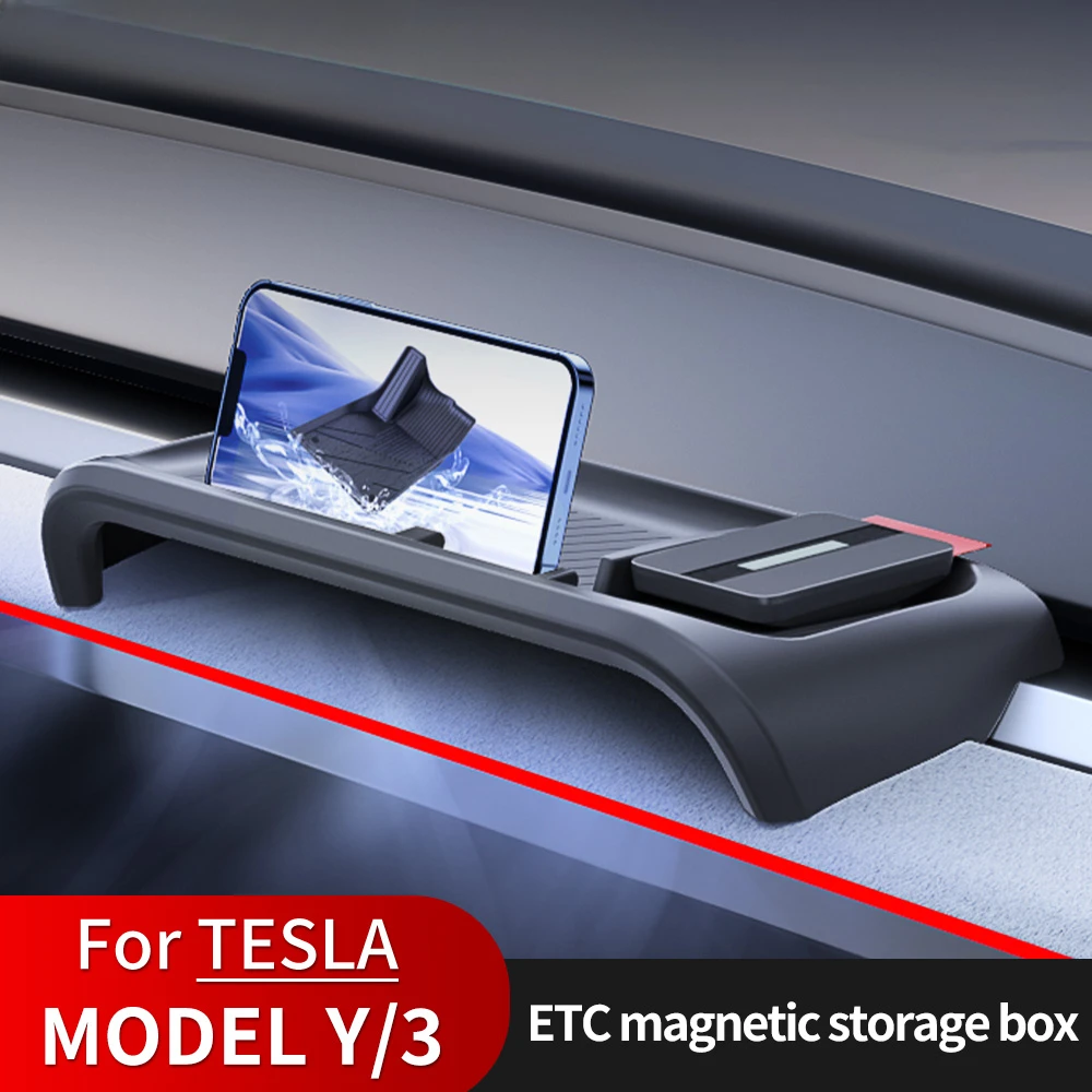 Center Control Screen Silicone Storage Box, ETC Bracket Organizer, Acessórios do carro para Tesla Model 3 Y, 20212022, 2023