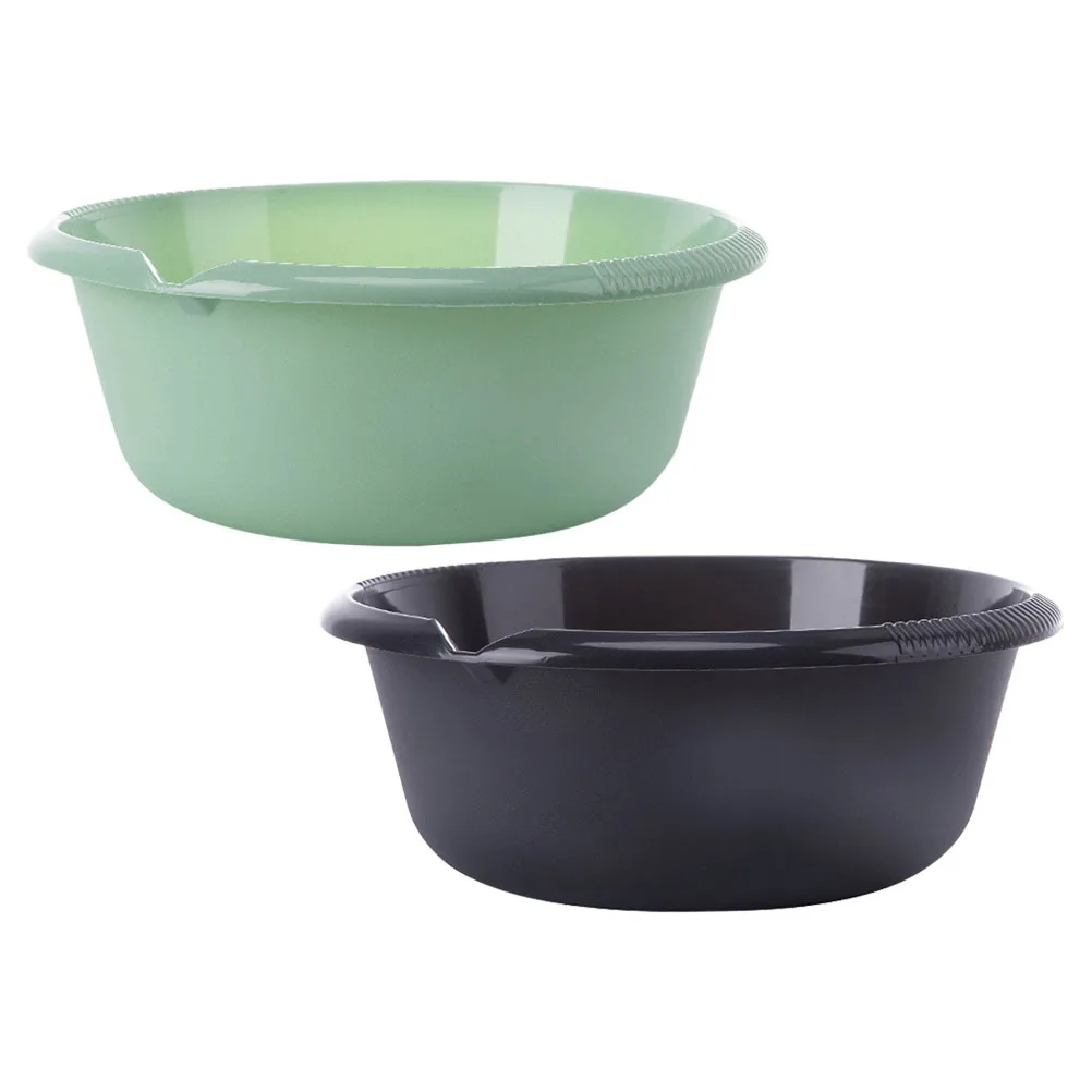 

2Pcs Plastic Thickened Wash Basin Multi-Use Large Round Washing Bowl for Household Face Clothes Bathroom Kitchen
