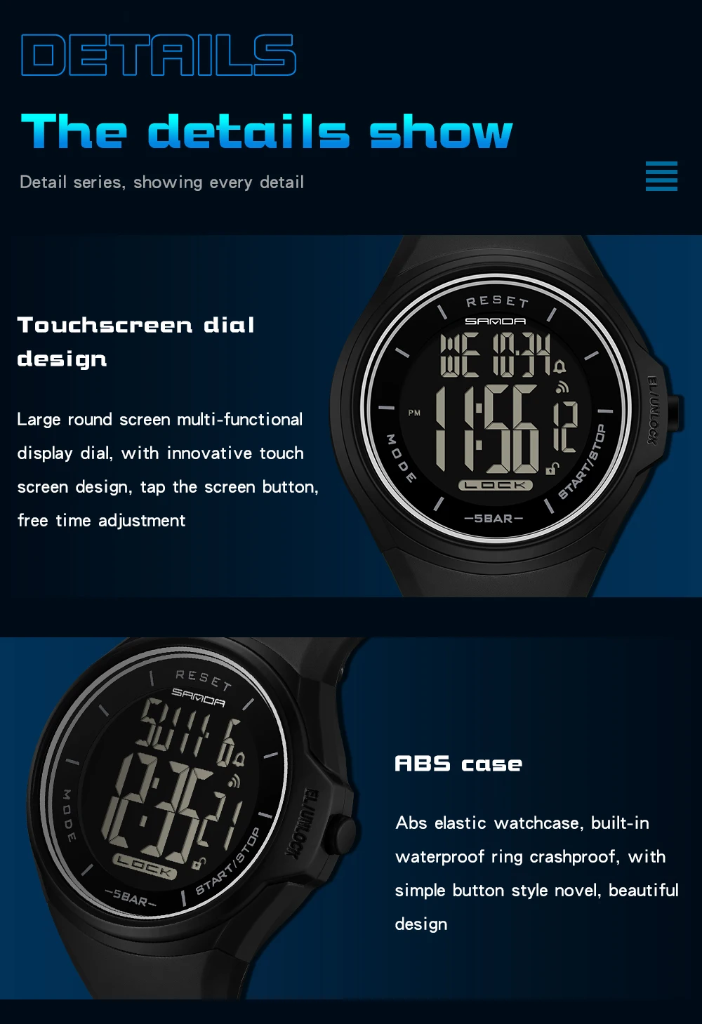 SANDA Fashion Simple Sport Watches Men Military Digital Watch Alarm Clock Shock Resistant Waterproof Relogio Masculino 2131