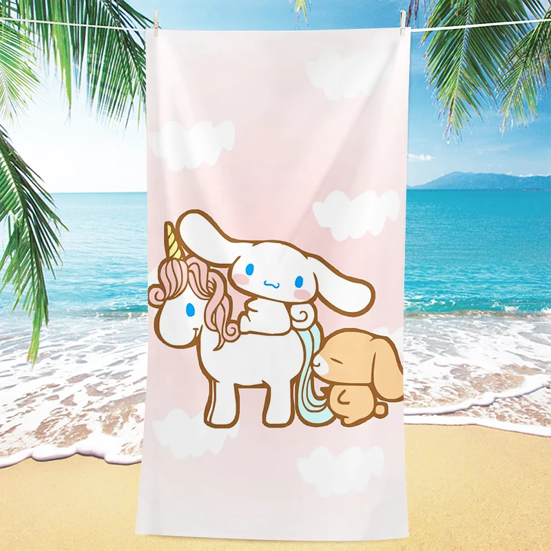 

Kawaii Cinnamoroll Beach Towel Cartoon Cute Bath Towel Microfiber Quick-drying Kids Girls Teens Seaside Decor Gift Swimming Pool