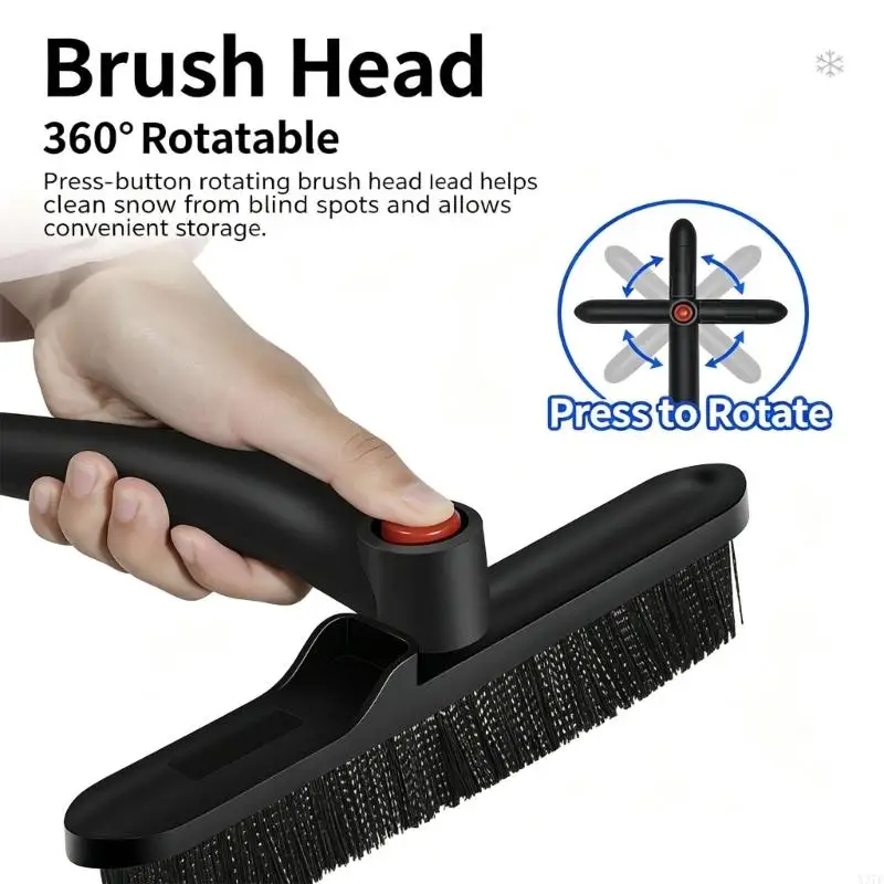 Detachable Car Snow Brush and Ice Scraper with ABS Head, Metal Handle, and Wrapped Grip for Windshields, Side Glass, Roofs, X37F