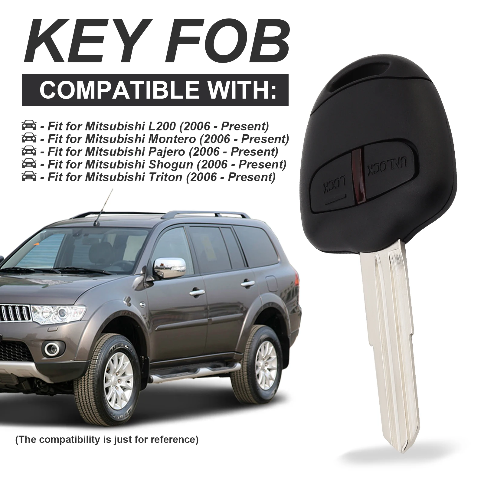 1pc 433MHz 2 Buttons Car Remote Key with ID46 Chip and Battery Fit for MITSUBISHI Triton Pajero Outlander ASX Lancer MIT8 Lama