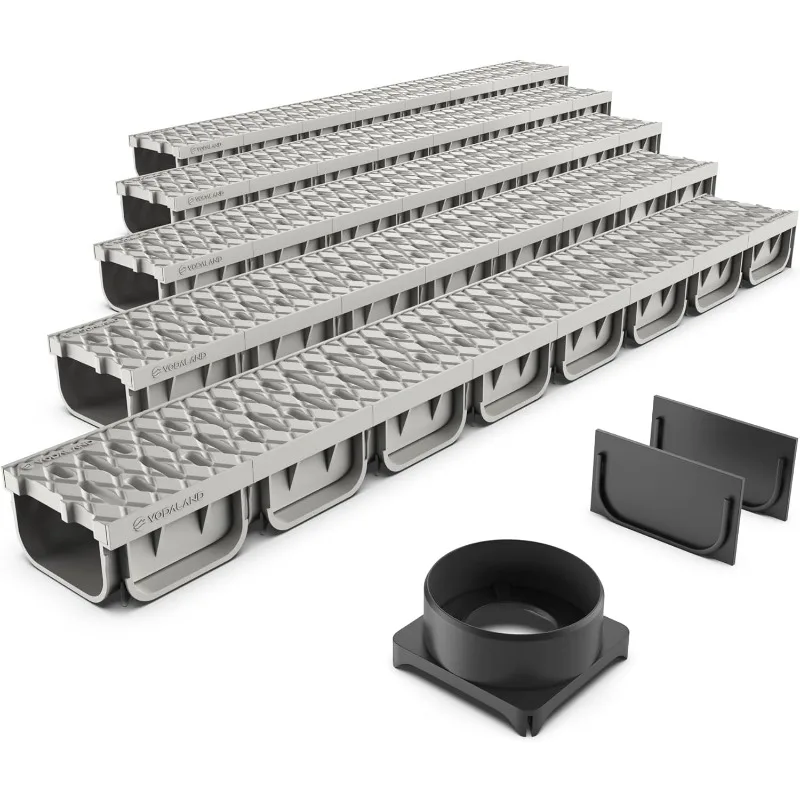 4 Inch Trench Drain System with Grate - Ivory Color - Easy 2 Channel (5)