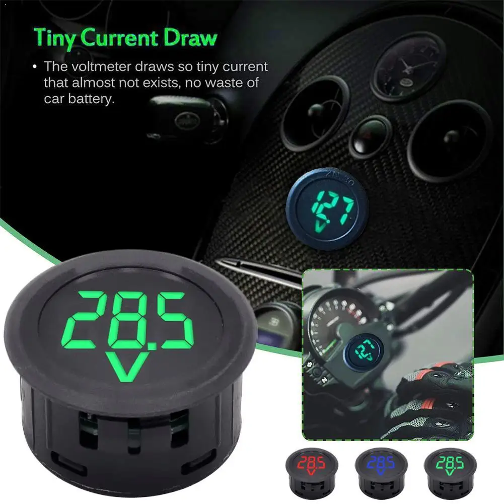 

Цифровой измеритель напряжения постоянного тока 5В-100В, круглый вольтметр, тестер-детектор напряжения с LED-дисплеем для автомобиля и мотоцикла