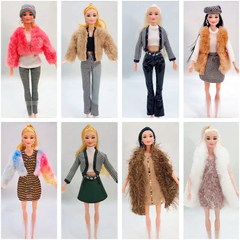 30cm Doll Clothes Suit 1/6 Bjd Famale Doll Accessories Skirt Sweater Coat Suit Girls Play House Dress Up Toys