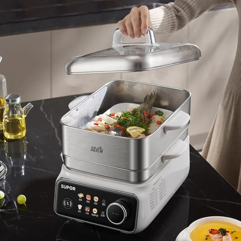 #2100W Powerful Fire Electric Steamer, Home Multi-Layer Detachable Pot, Large-Capacity Stainless Steel Multi-Cook Steamer