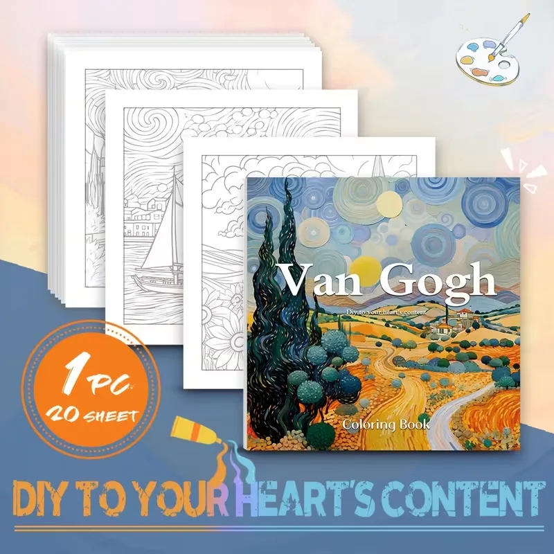 

Van Gogh Adult Coloring Book 20 Pages Impressionist Art Masterpieces Relaxing Creative Therapy Mindfulness Gift