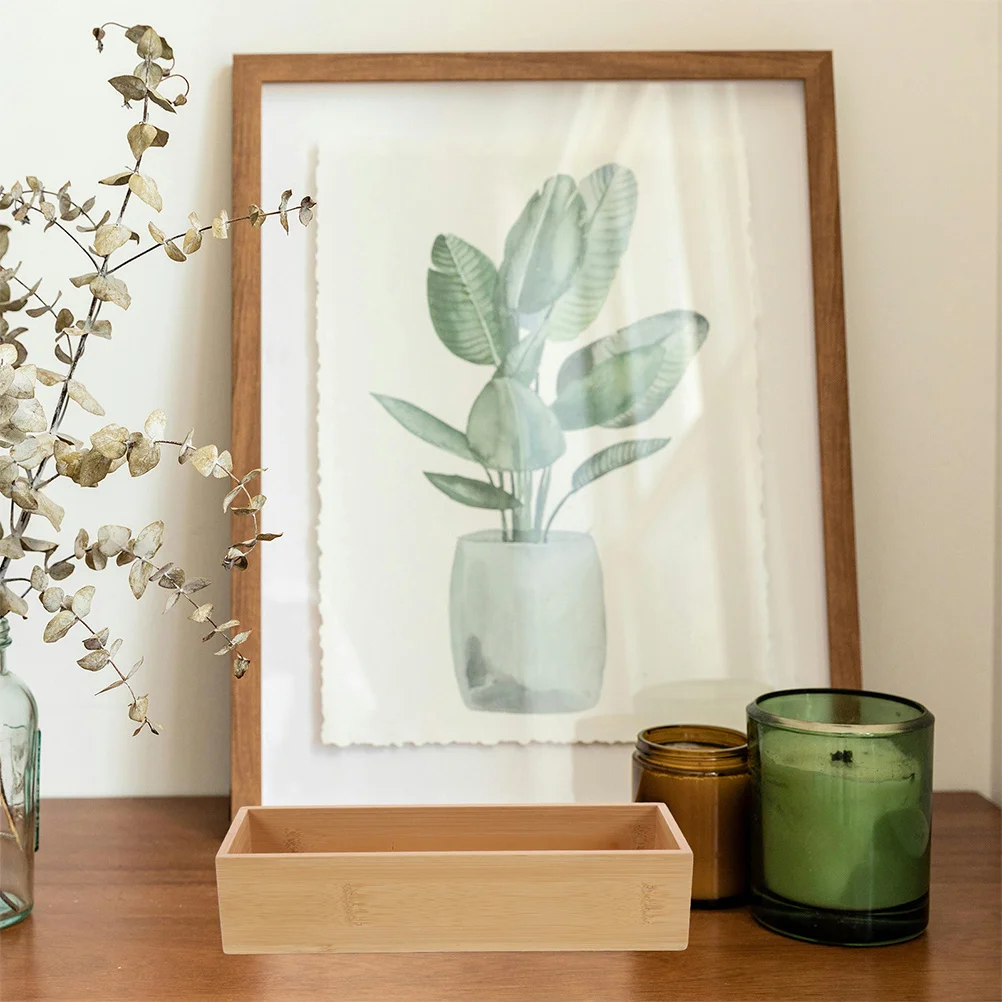 

2pcs Bamboo Storage Box No Lid Small Organizer For Craft Makeup Office Travel Use Square Container Home Sundries Storage Box