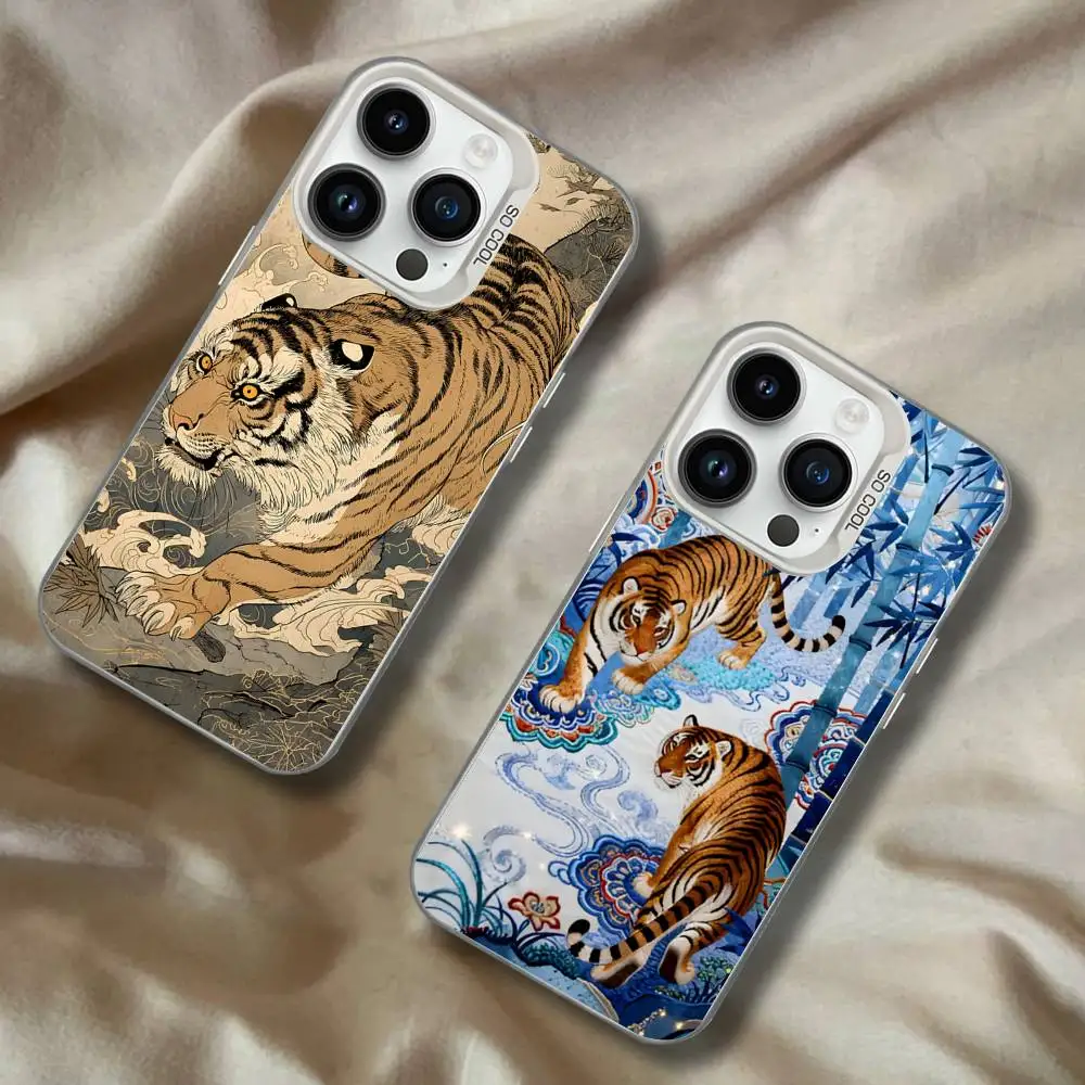 

J-Japanese Ukiyo-e Tiger For White Candy Matte Cover iPhone 17,16,15,14,13,12,11,Mini,Pro,Plus