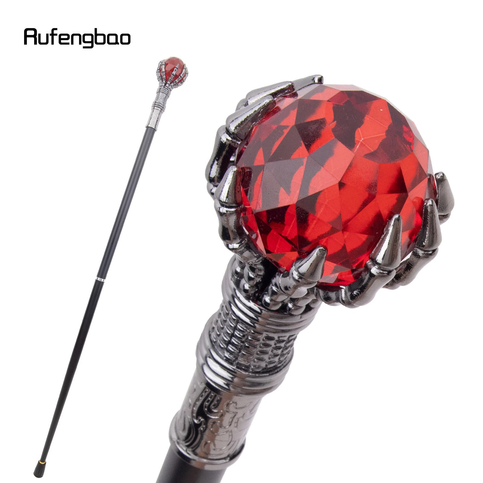 Bâton de Marche en Boule de Verre Rouge, Style Steampunk, Accessoire Décoratif de Luxe pour Gentleman, 93cm