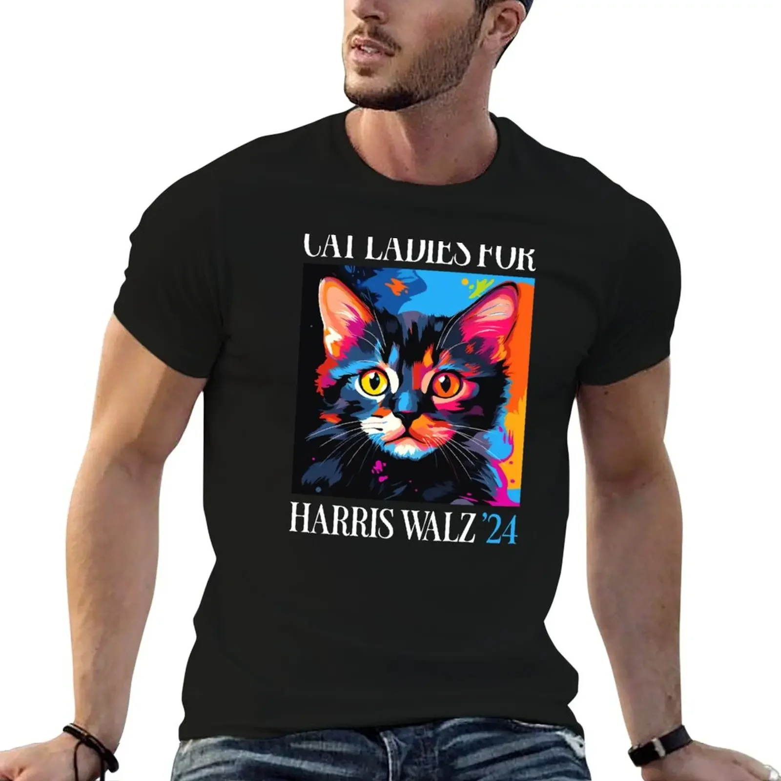 

Harris Walz 2024 - Cat Ladies For Harris Walz T-Shirt heavyweights vintage clothes boys whites black t-shirts for men