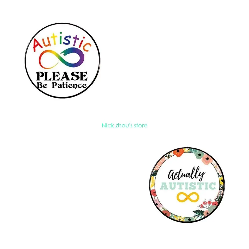 E15E Round Autistic Symbol Metal Lapel Pin Badge Jewelry Actually Autistic Metal Badge Lapel Pins for Women Kids Gifts