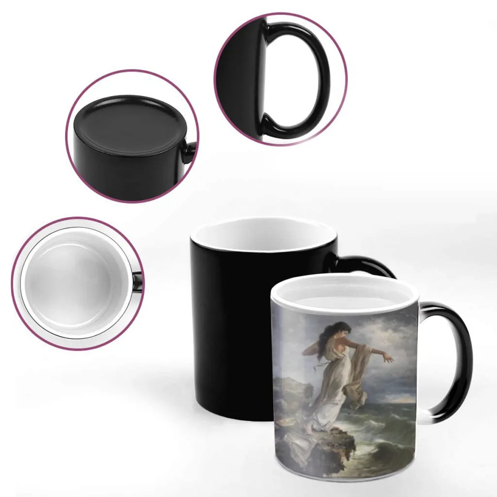 Renaissance Art Painting Classic Anime Coffee Mugs Creativ Color Changing Milk Tea Cup Ceramic Magic Heat Sensitive Mug Gifts