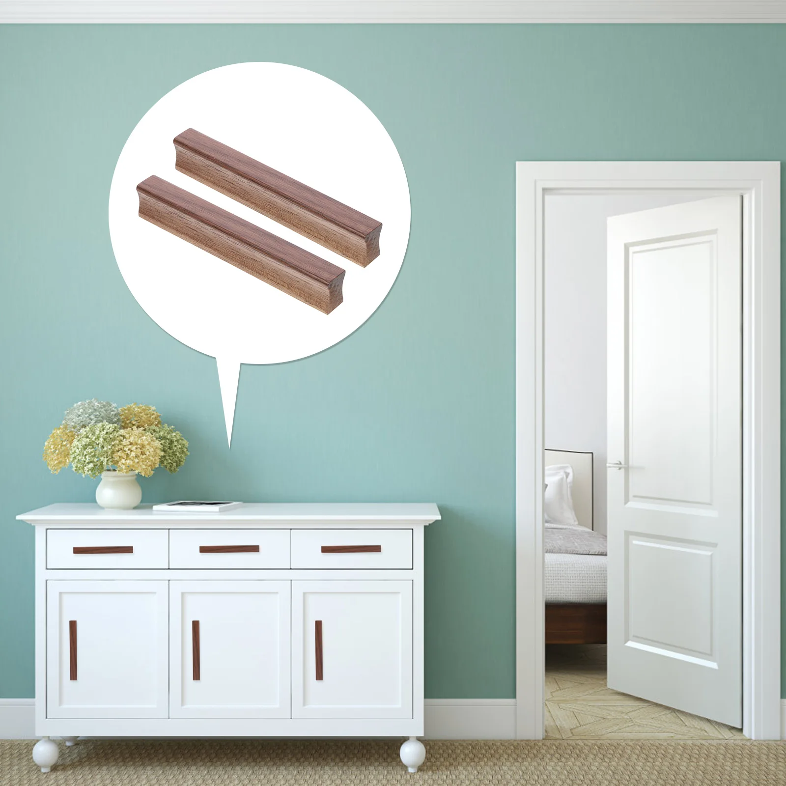 

2pcs Wood Cabinet Pulls Drawer Furniture Smooth Surface Light Weight Easy Install Corrosion Resistant Decorative Kitchen Cabinet