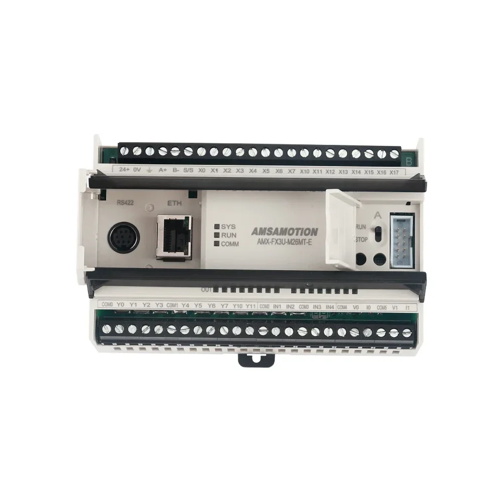 Upgrade AMX-FX3U-26MT-E Compatible with Mitsubishi MELSEC Series PLC Transistor 2AI/1AO 16DI/10DO Ethernet MODBUS + Cable