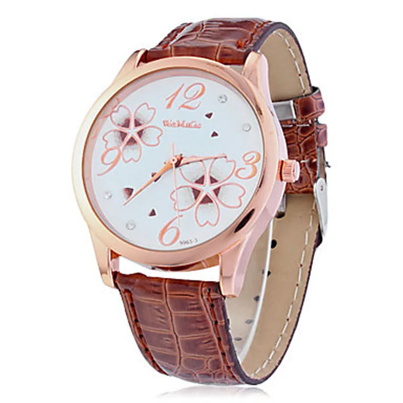 

Fashion Elegant Flowers Leather Strap Quartz Watch Women Luxury Crystal Watch Clock Hour montre femme orologi donna reloj mujer