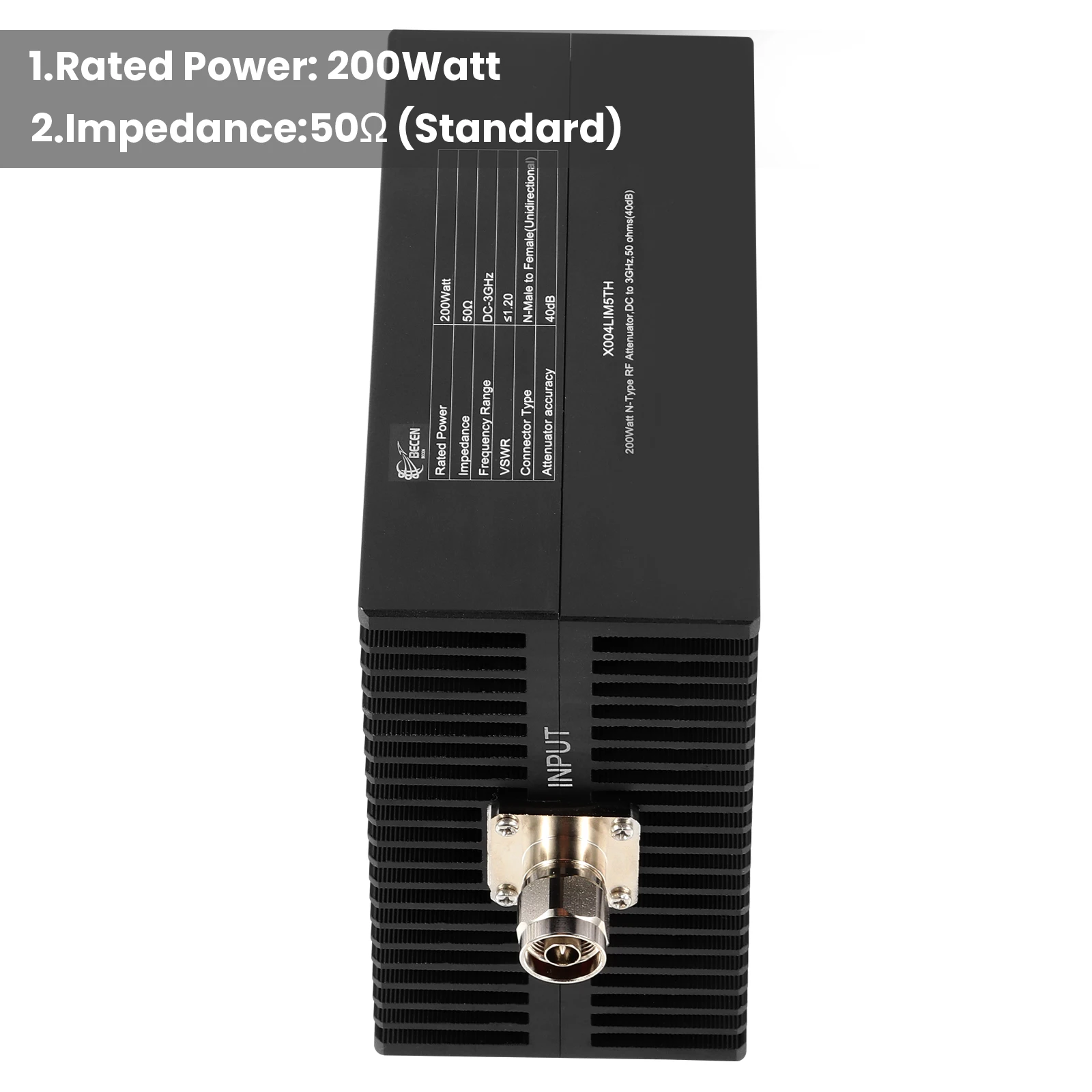 BECEN 200Watt  N-type   Attenuator , DC to .0GHz ,1-50db,50 Ohm