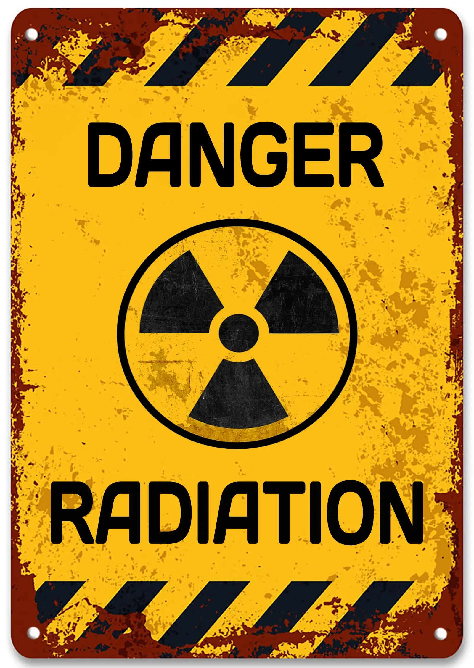 Vintage Metal Tin Sign Danger Radiation Military Sign for Home Bar Pub Kitchen Garage Restaurant Wall Deocr Plaque Signs 12x8 In