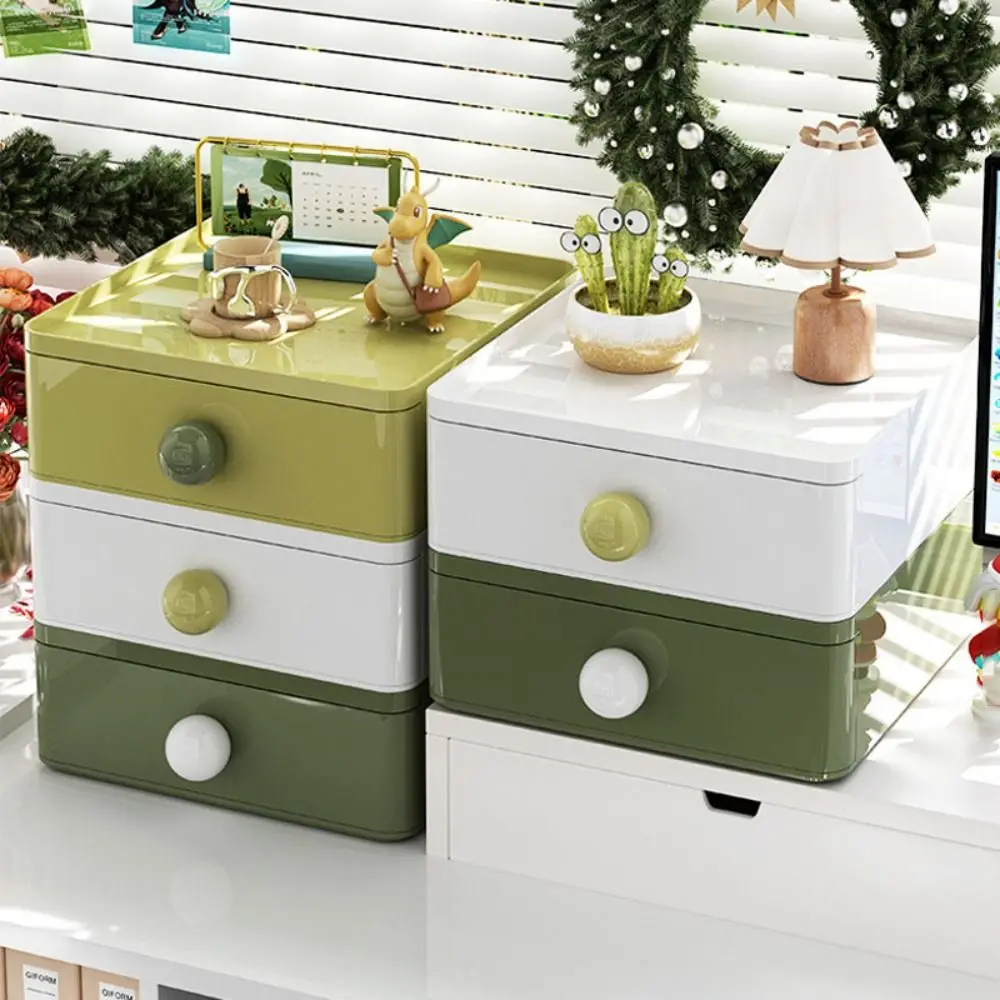 1/2/3Pcs Macarons Desktop Storage Boxes Stackable Drawer Cosmetics Storage Box Large Capacity Dust-proof Desk Organizer