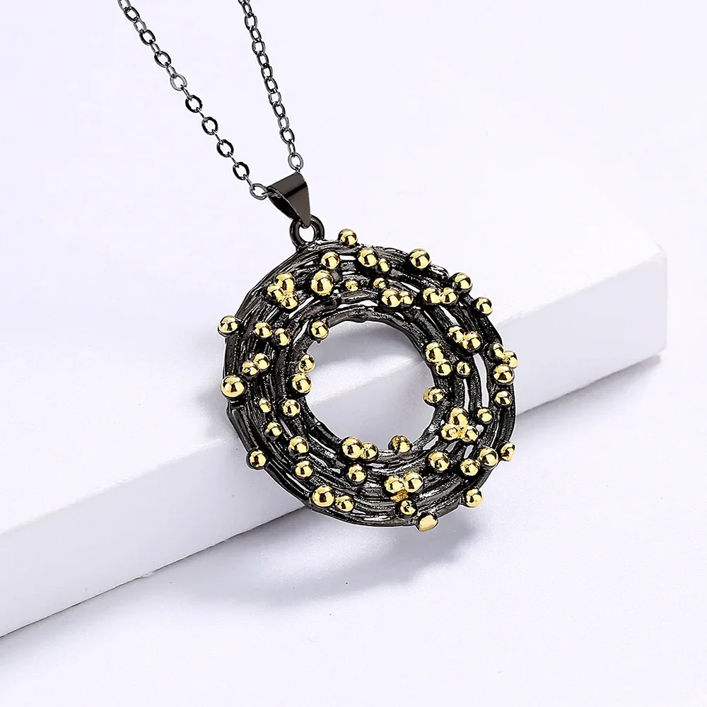 Women's Elegant 925 Sterling Silver Polka Dot Circle Necklace