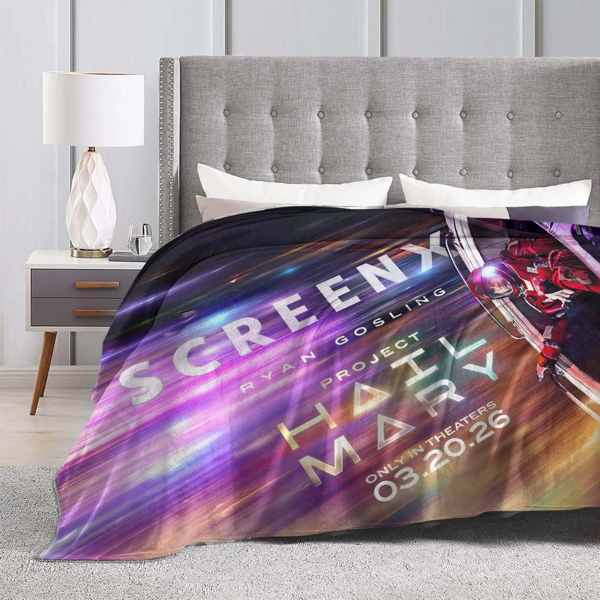 Project Hail Mary Movie Blanket Cover Sci Fi Novel Fuzzy Throw Blanket Airplane Travel Printed Ultra-Soft Warm Bedspread