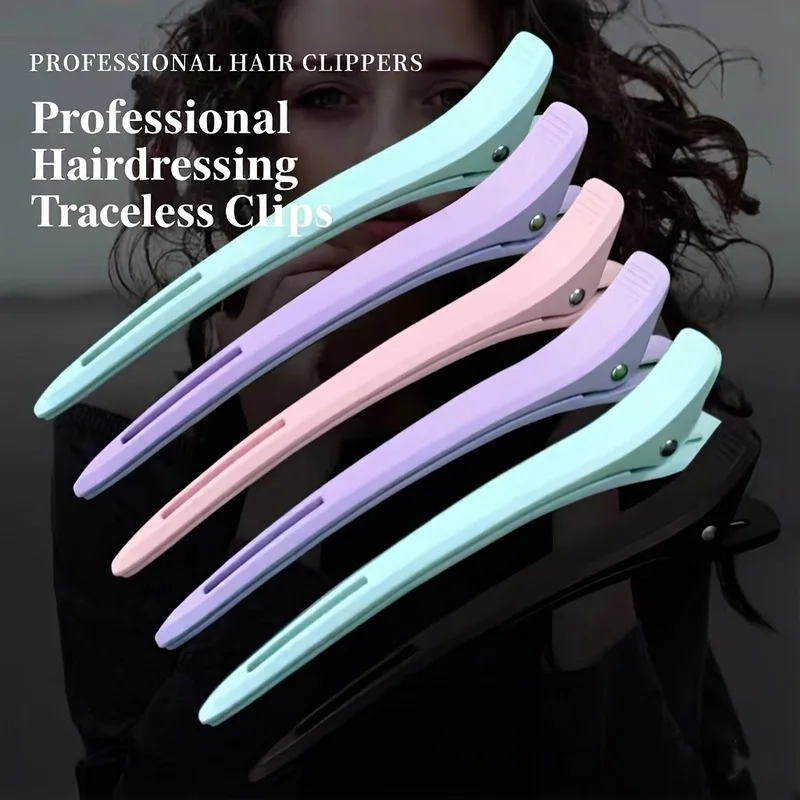 10Pcs Hairdressing Duckbill Clips, Seamless One-Line Bang Clips, Salon Perm & Dye Section Positioning Hair Clips for Hairstylist