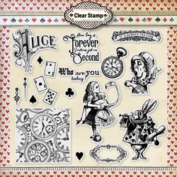 Big Size Alice In Wonderland Series Pattern Transparent Seal Card Making DIY Scrapbooking Photo Album Decor Handmade Stamp New