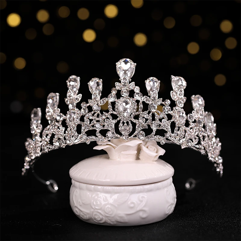 Wedding Hair Tiara Crystal Bridal Tiara Crown Wedding Hair Accessories Headpieces Head Jewelry Gold Color Diadem Veil Tiaras image 6