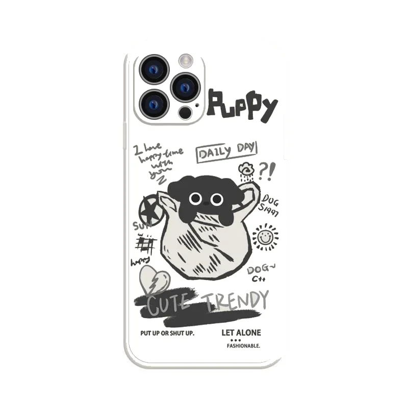 Casing ponsel pasangan kucing anjing, untuk Iphone 15 14 13 12 11 Pro Max Mini X XR 7 8 SE Plus SE sampul anak anjing hewan karton lucu lucu