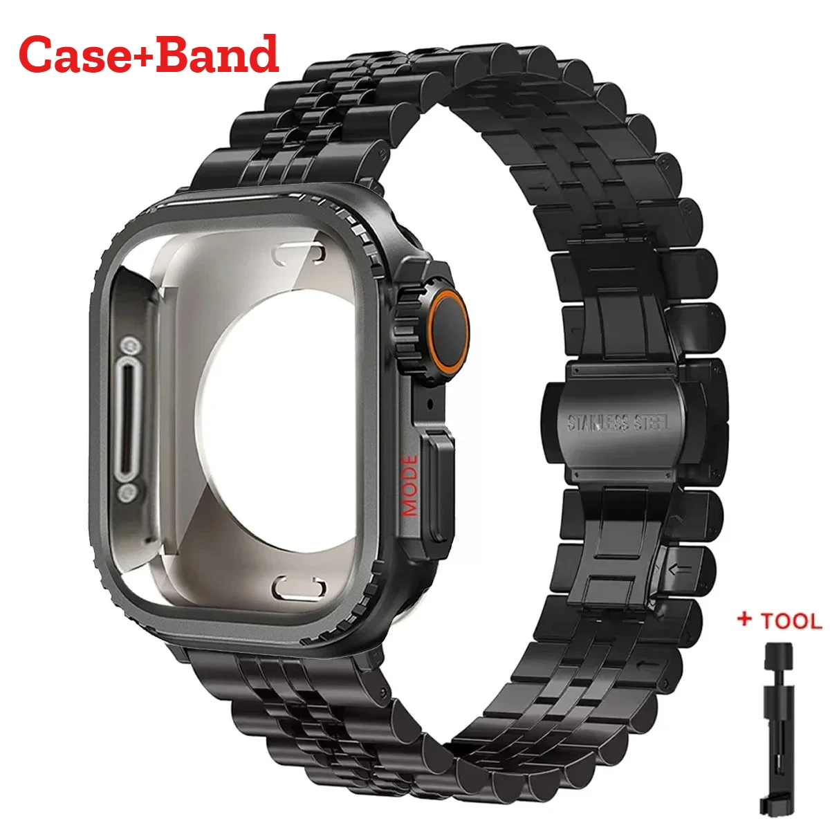 Gehäuse+Armband für Apple Watch Ultra 49mm Band 46mm 42 45 44mm Luxus Metall Edelstahl Armband für iWatch Serie 11 10 9 8 7 6 SE