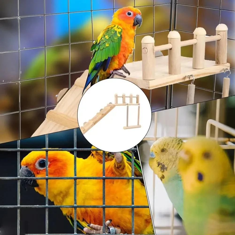 J1UL1N Parrot Cage Hammock Swing Cockatiel Cage Hammock Swing Wooden Stand Branches Cockatiel Hammock Swing Bird Cage