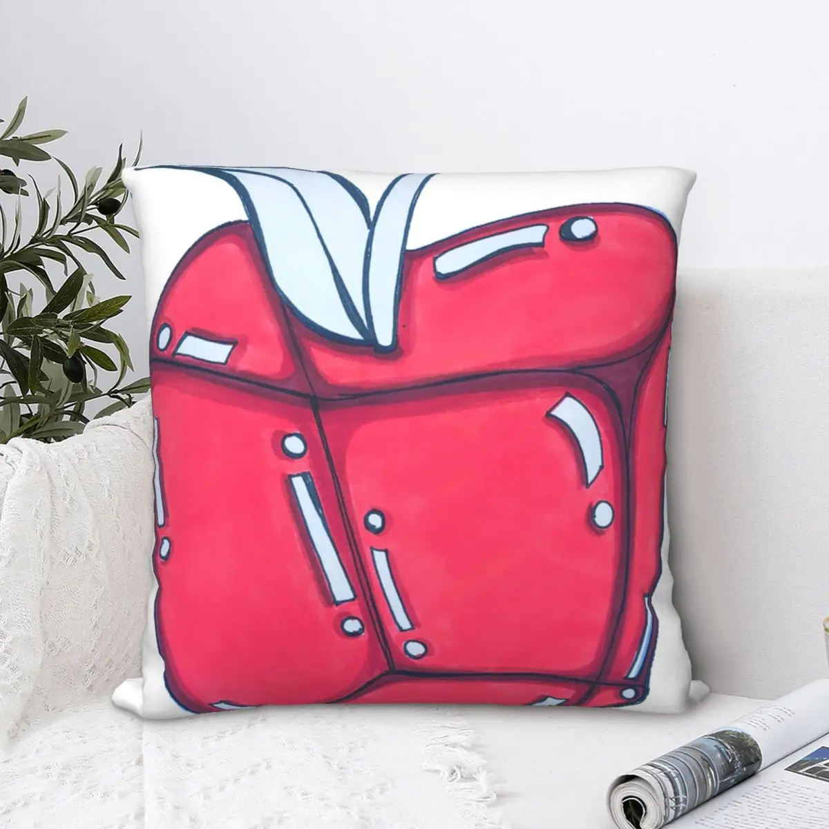 Apple Cube (red) Square Pillowcase Polyester Pillow Cover Velvet Cushion Zip Decorative Comfort Throw Pillow For Home Sofa