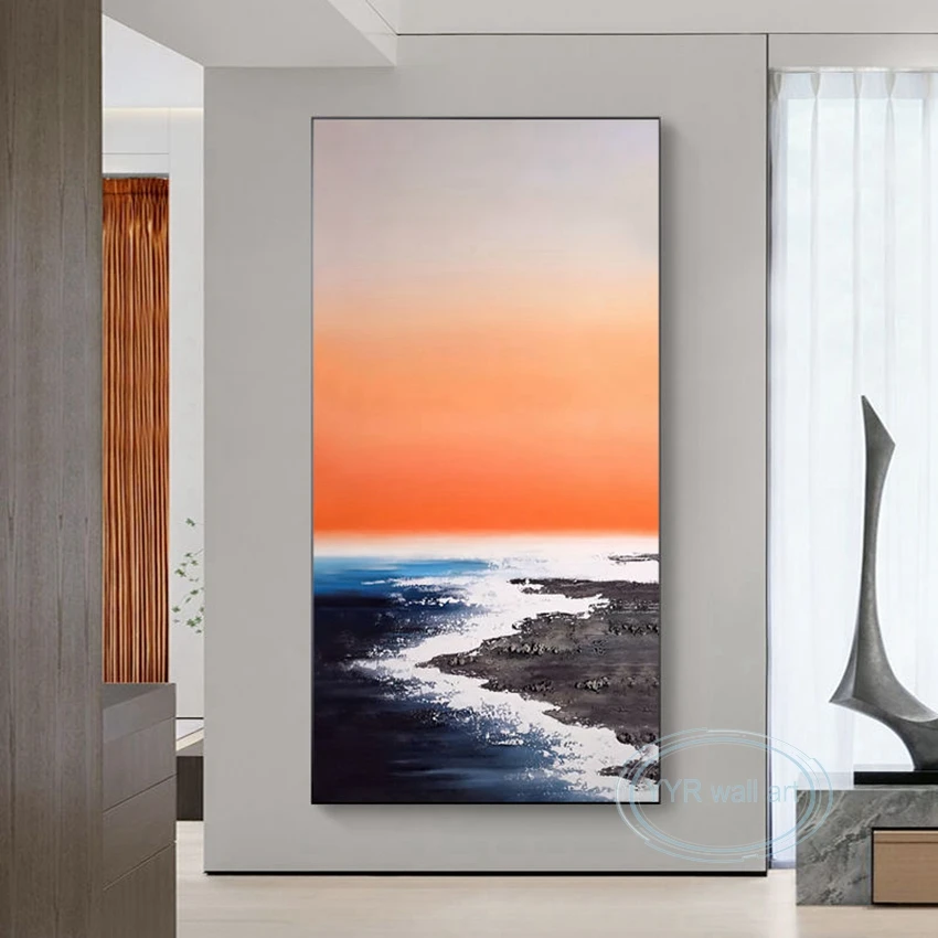 High Quality Canvas Art Oil Painting Modern Abstract Handmade Seascape Wall Decoration Mural Parlor Vestibule Hotel Custom Image
