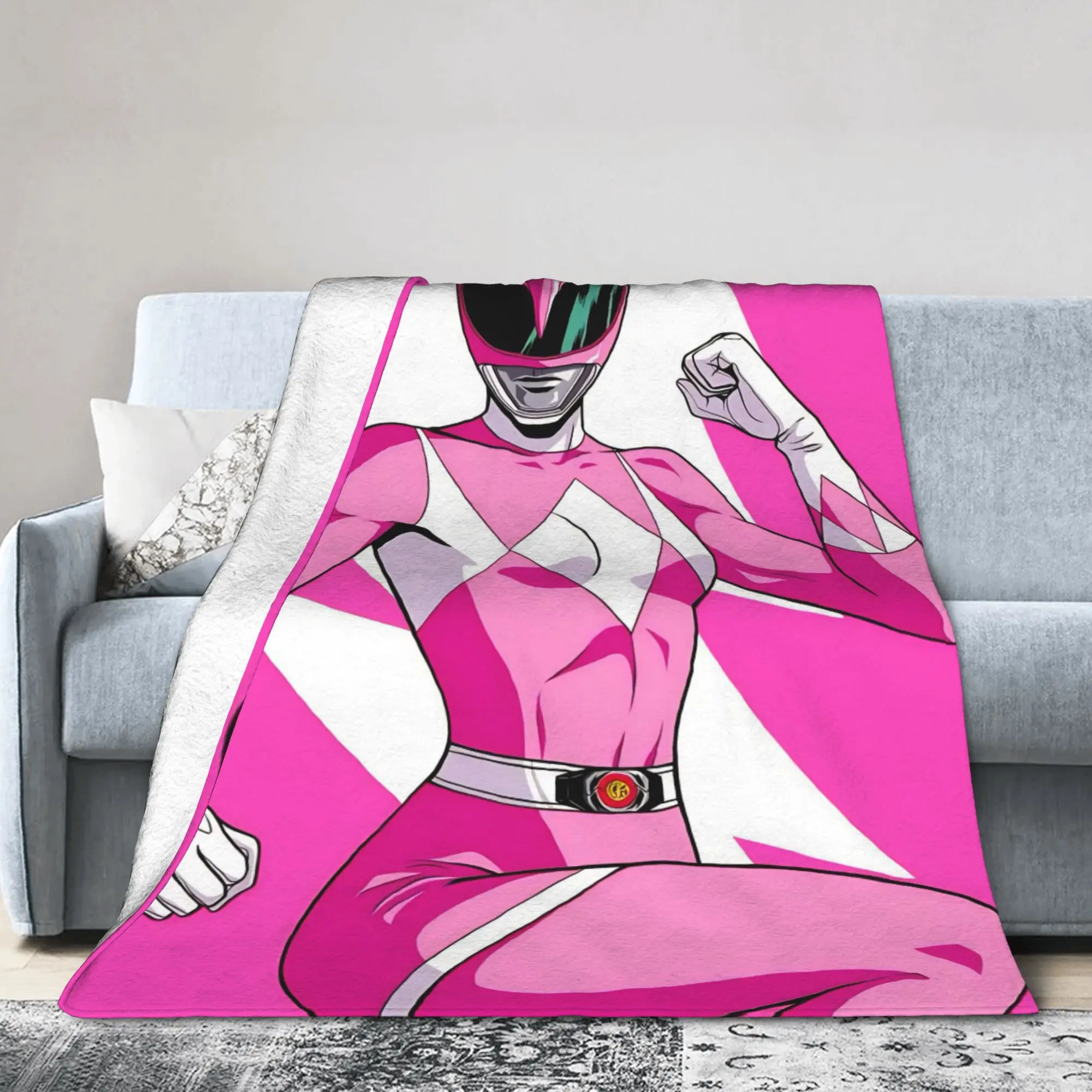 Pink Ranger Blankets Power R-Ranger Plush Funny Soft Throw Blankets for Coverlet Spring/Autumn