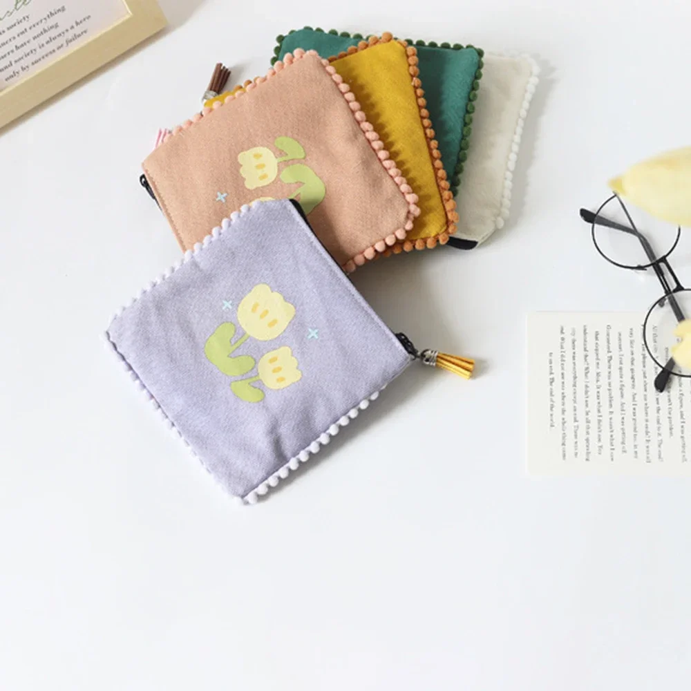 Mini Flower Pattern Coin Purse Napkin Storage Bag Large Capacity Cute Bag Canvas Pendant Wallet for Women Кошелек для монет