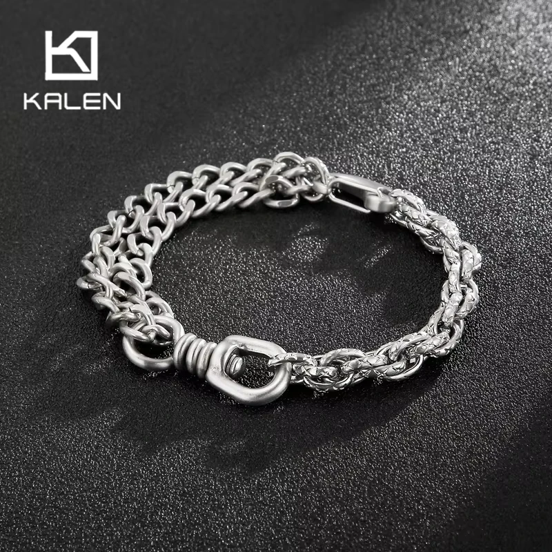 Kalen Vintage Rock Men's Bracelet Gothic Feature Combination Chain Stainless Steel Jewelry Special Link Chain Accessories Gift