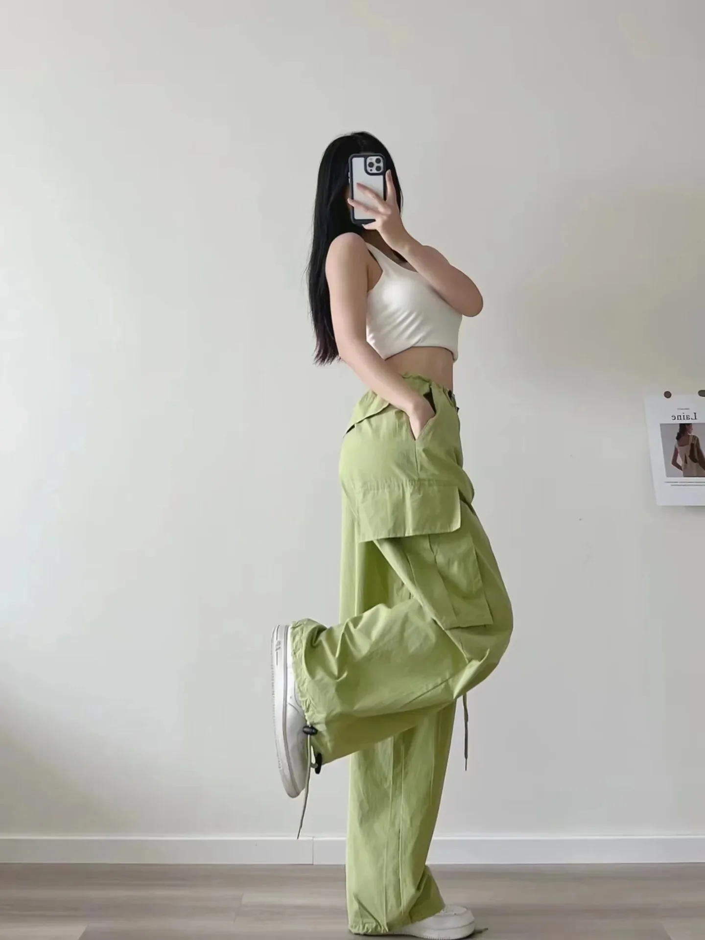 High Waist Side Pocket Cargo Pant Women Casual Wide Leg Loose Baggy Streetwear Boyfriend Trousers Solid Y2k Overall Jeans 2023