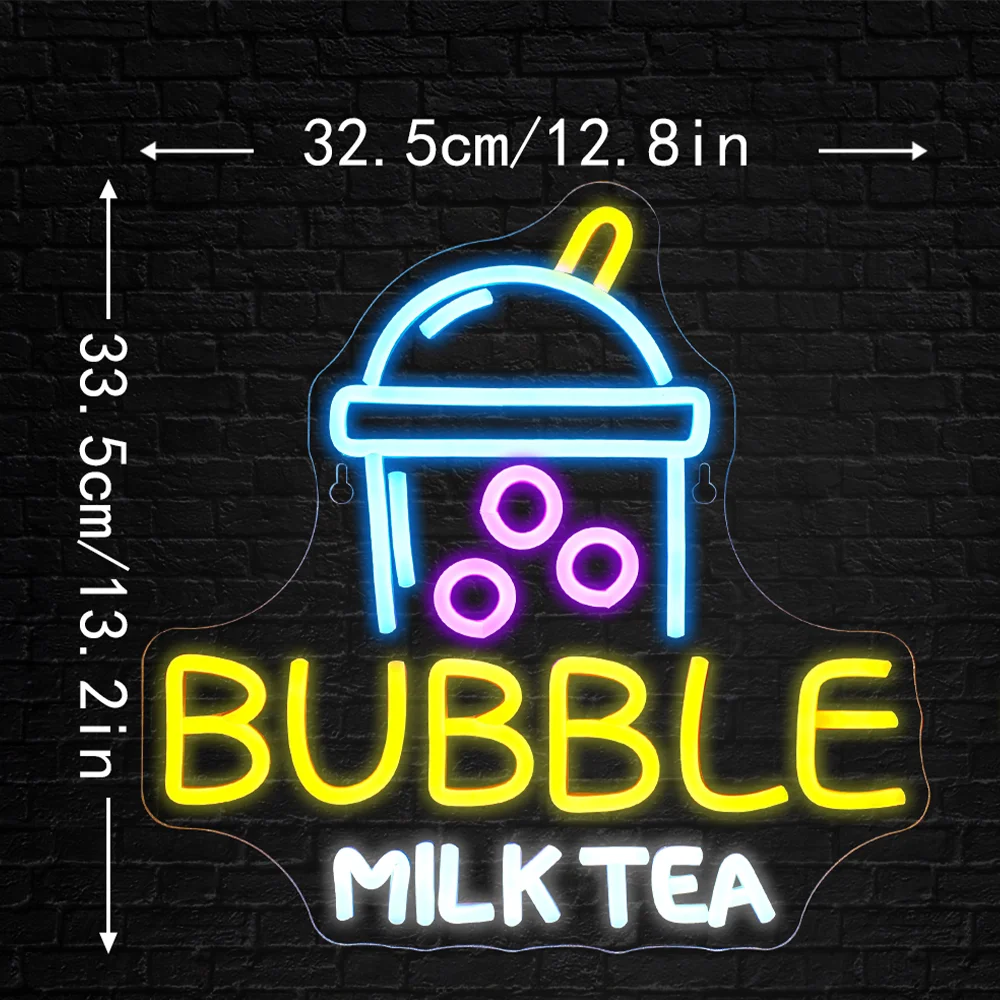 Bubble Milk Tea Neon LED Sign Light Art Wall Lamp For Party Aesthetic Room Decoration Drink Dessert Shop Logo Bar Accessories