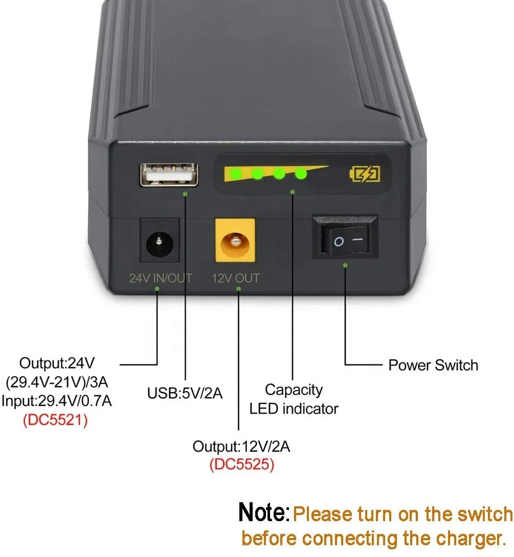 TalentCell High Quality Lithium Ion 24v 3200mAh Battery Packs Light Convenient Outdoor Power Bank Lithium Ion Battery 24v