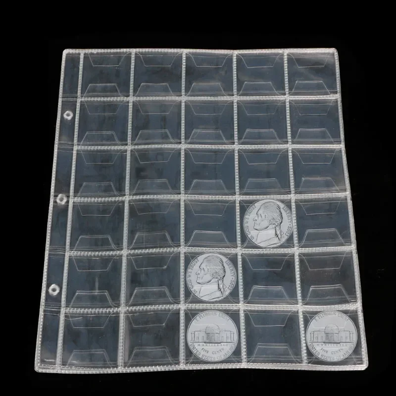 1 Sheet 30 Pockets Classic Coin Holders Folder Pages Sheets For Storage Collection Album Photo Album Clear Storage Organizer Bag